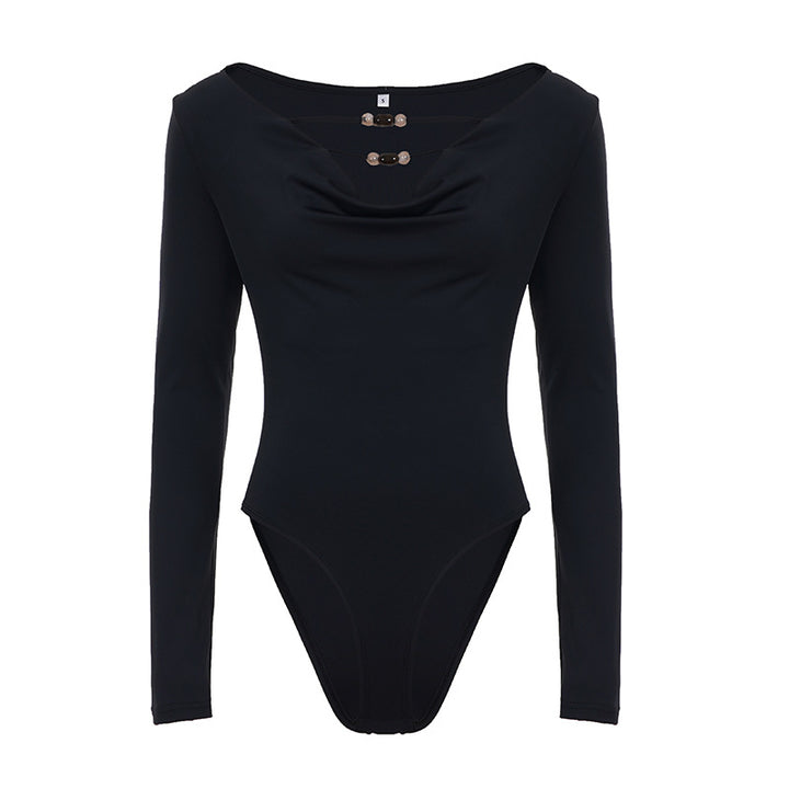Damer elegant langermet body med moteriktig utringning Skjora