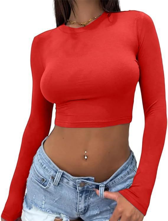 Dame elegant langermet crop-top laget av hudvennlig materiale Skjora