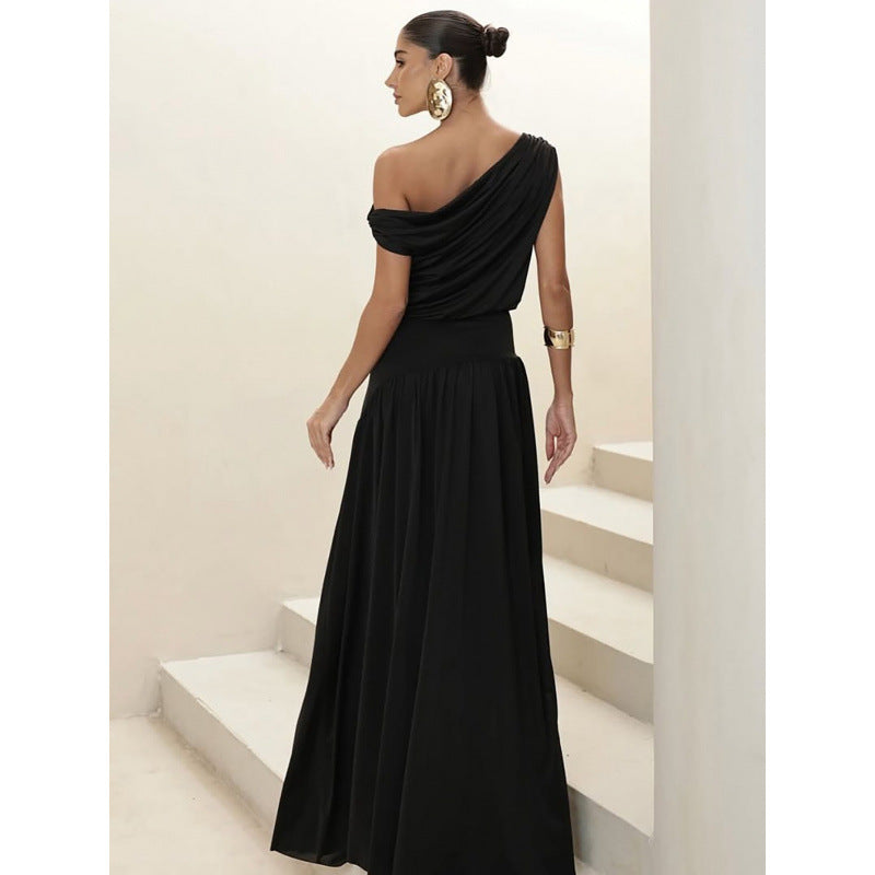 Damer Elegant Maxikjole med Drapering-Detaljer Skjora