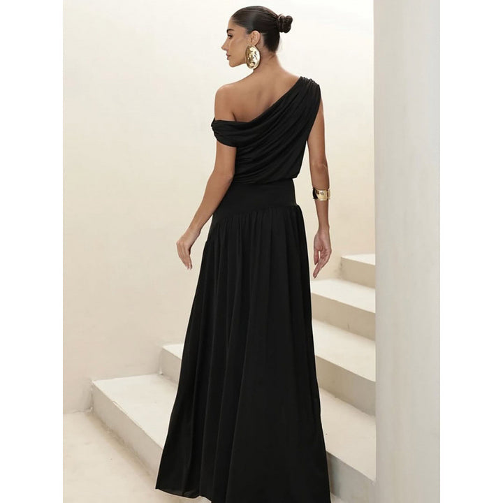 Damer Elegant Maxikjole med Drapering-Detaljer Skjora