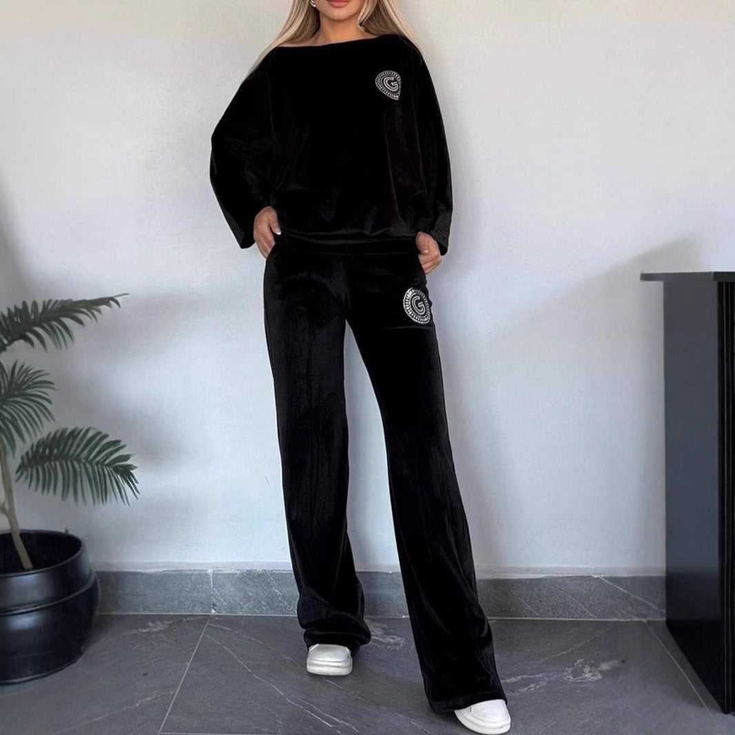 Dame Casual Velvet Loungewear Set med Myk Cut Skjora