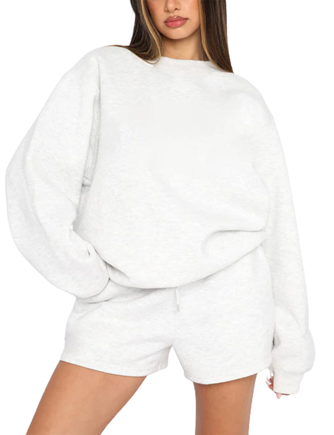 Kvinners casual genser og shorts sett Skjora