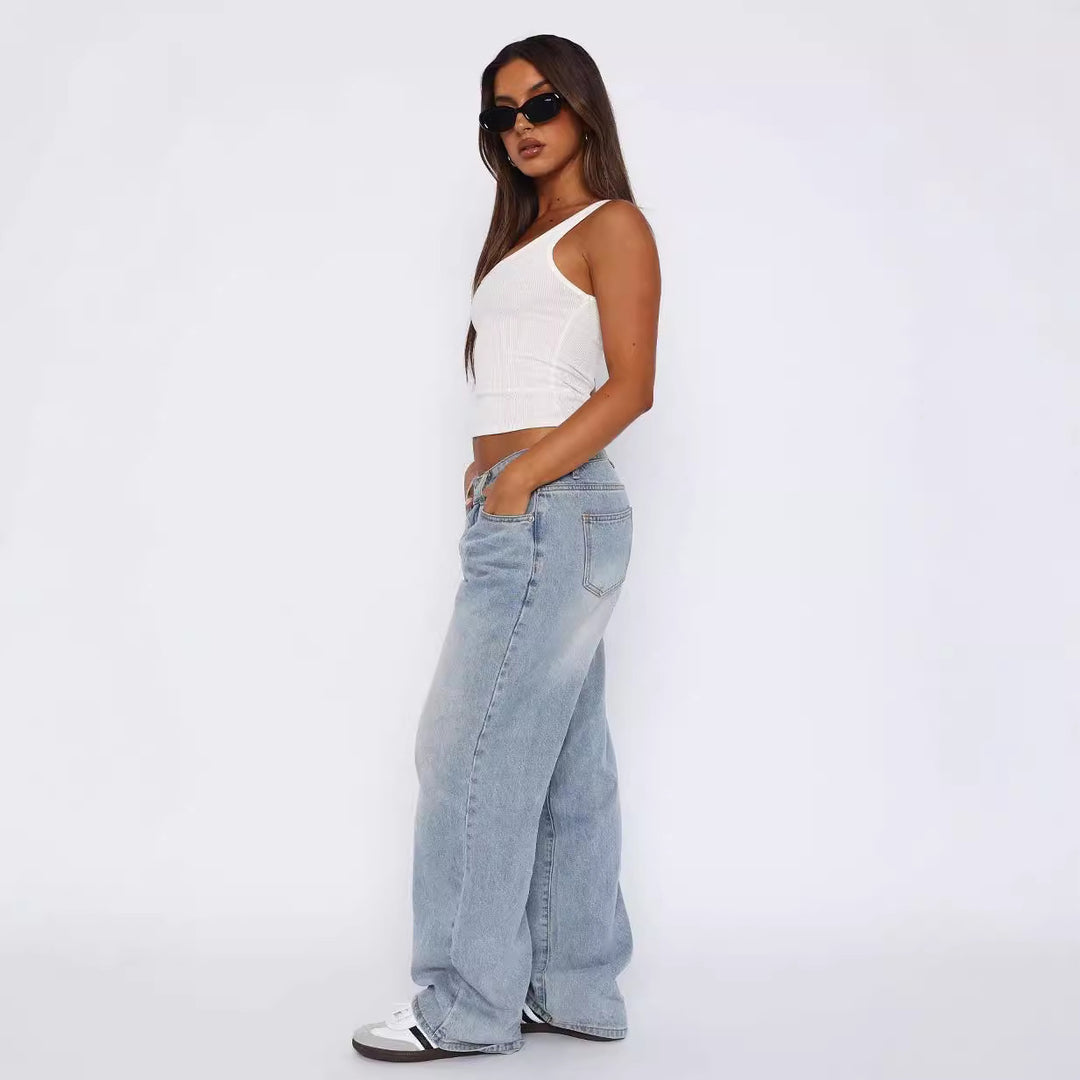 Damer casual vide jeans med høyt liv og moderne snitt Skjora
