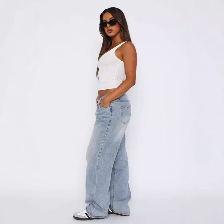 Damer casual vide jeans med høyt liv og moderne snitt Skjora