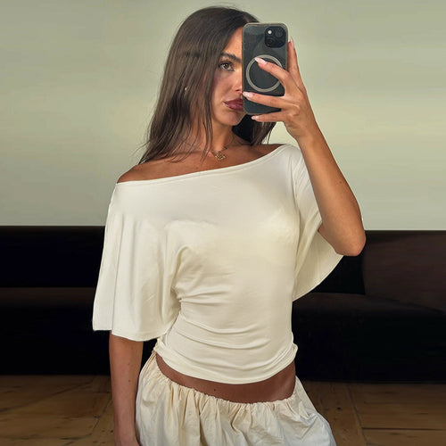 Damer Elegant En-Skulder Overdel med lett stretch Skjora