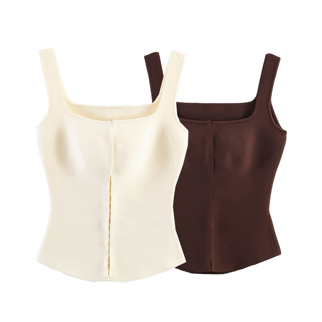 Dame taillert Camisole-top med firkantet utringning og elastisk materiale Skjora