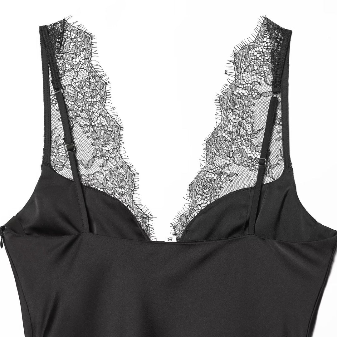Dame elegant camisoletopp med spissbesetning og høykvalitets stoff Skjora
