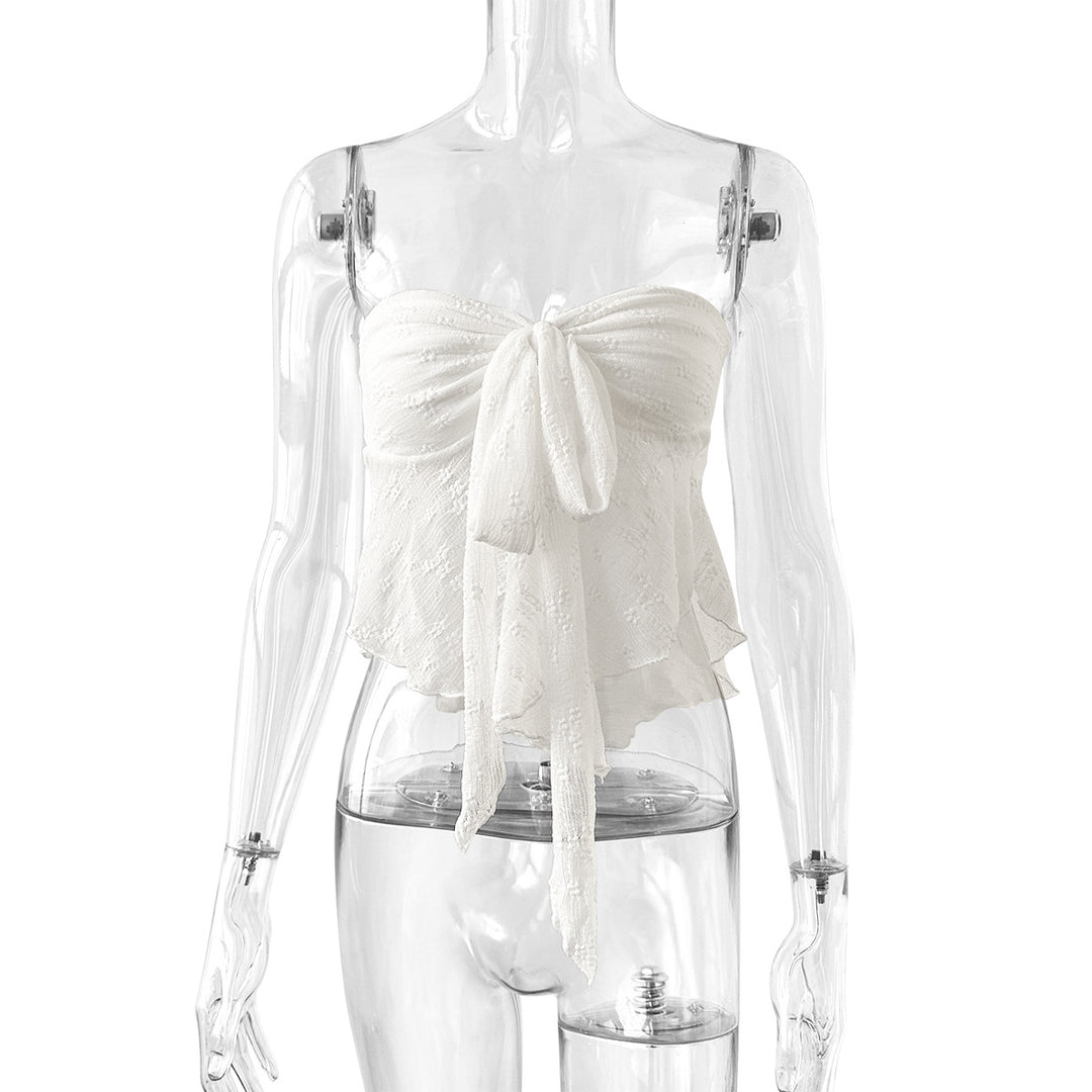 Damer strapless bluse med sløyfefokus Skjora