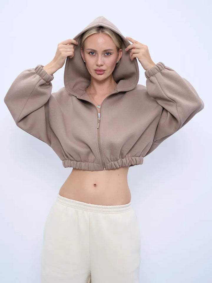 Women's Cropped Hoodie with Wide Sleeves Skjora