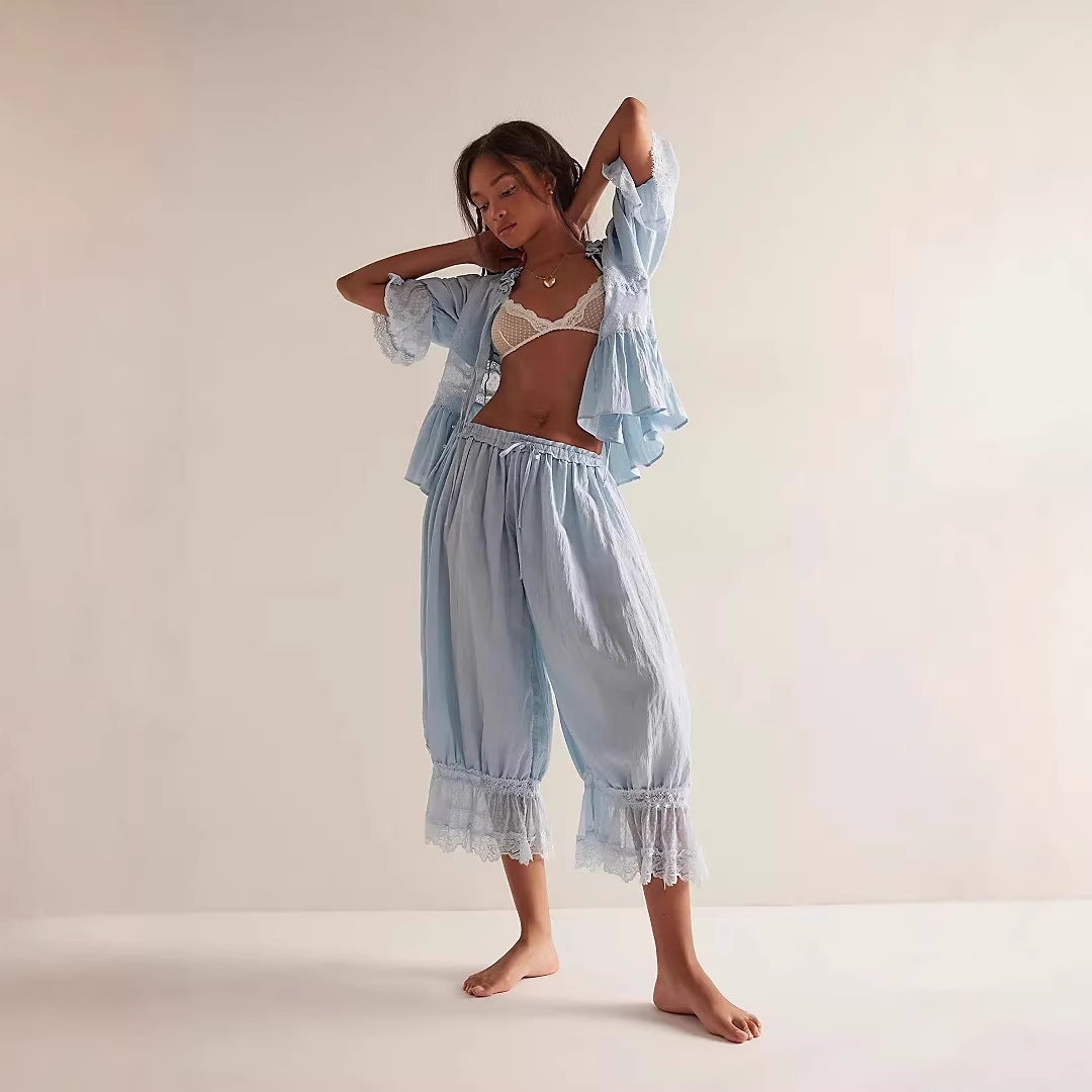 Damer luftig og elegant culotte med spiss dekorasjon Skjora