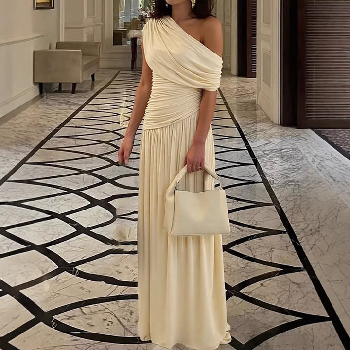 Dame Elegant omslagsmaxikjole med asymmetrisk snitt og høy kvalitets jersey Skjora