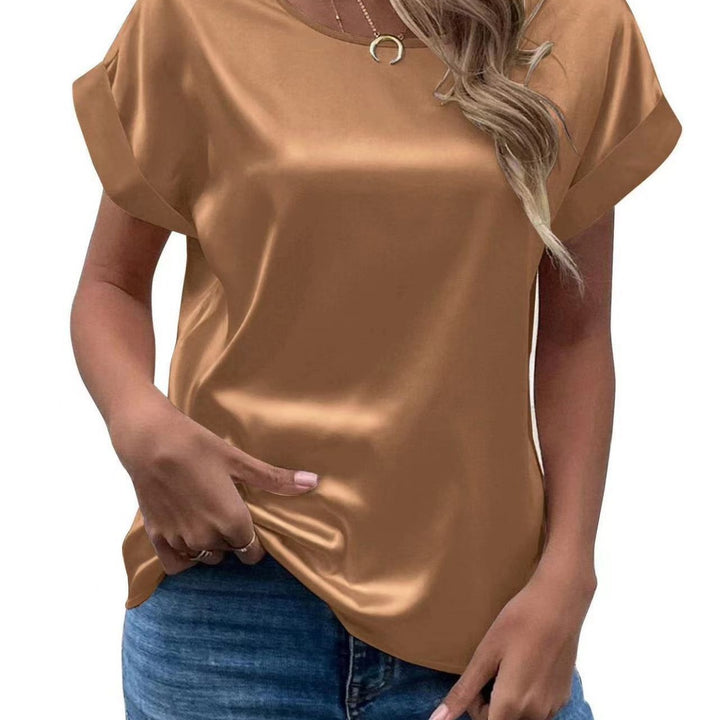 Dame Satin T-skjorte med elegante detaljer Skjora