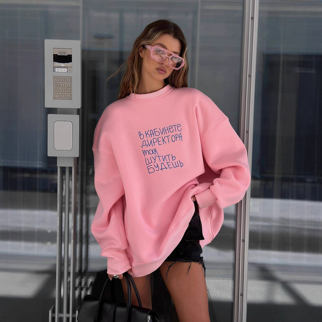 Kvinne Oversized Sweatshirt med Kreativ Skriving Skjora