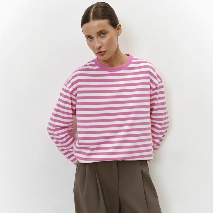 Kvinne Langermet Skjorte med Fasjonabelt Stripesmønster Skjora