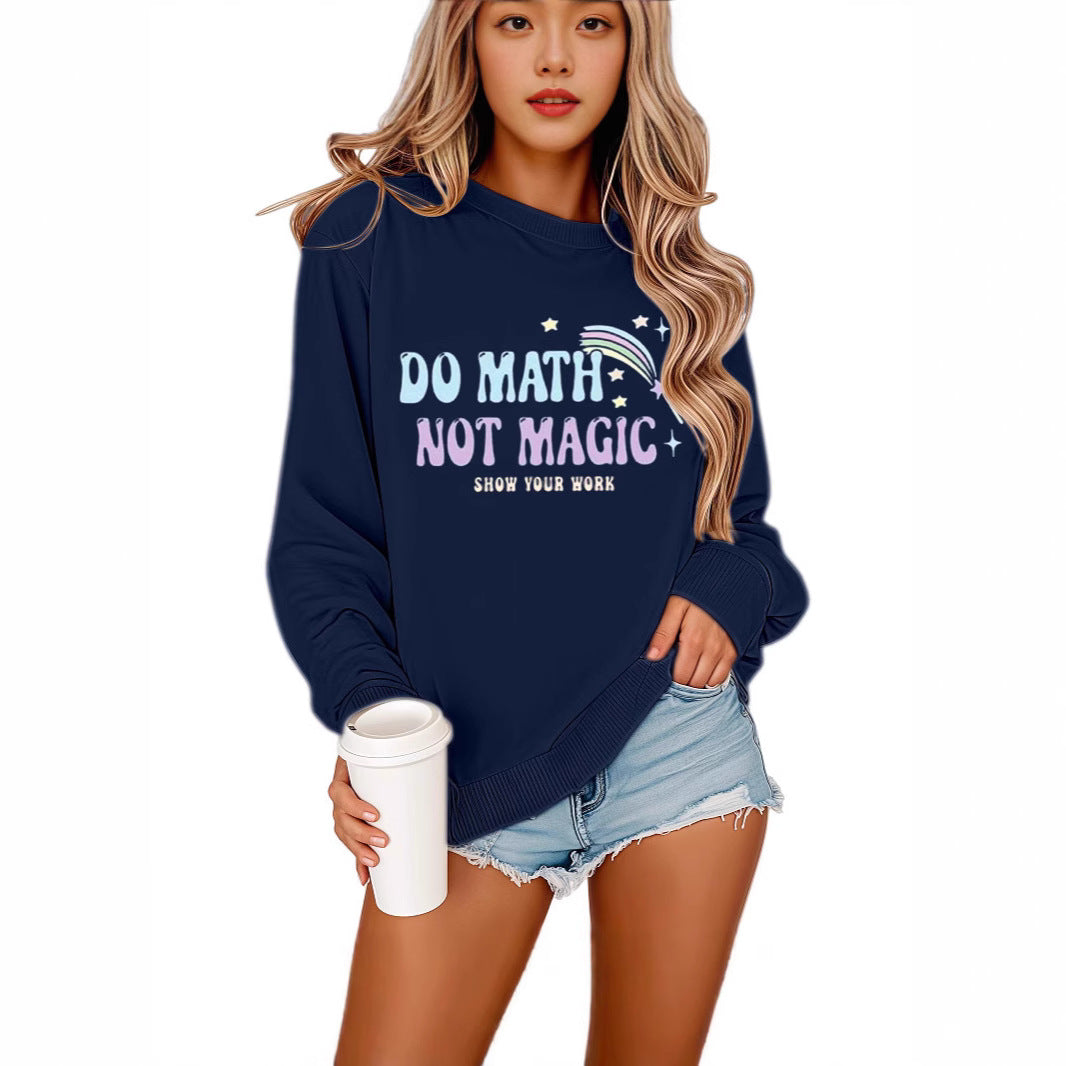 Kvinne sweatshirt med motiverende matematikkskrift og avslappet passform Skjora