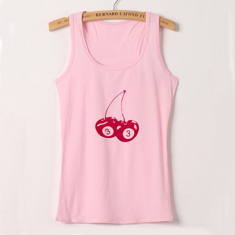 Dame ermeløs camisole med fruktig motiv Skjora
