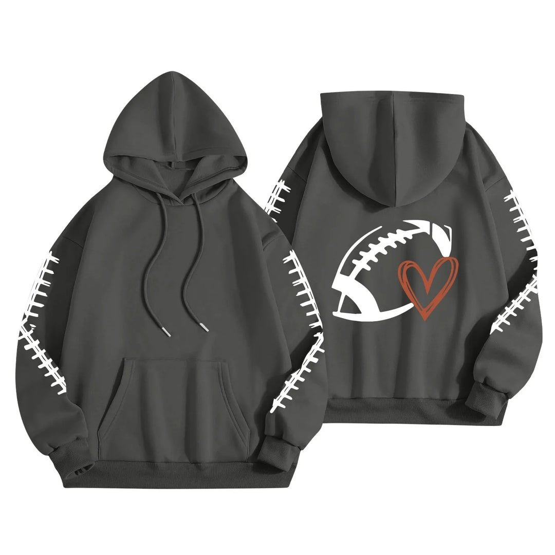 Damehoodie med kreativ fotballmotiv og avslappet passform Skjora
