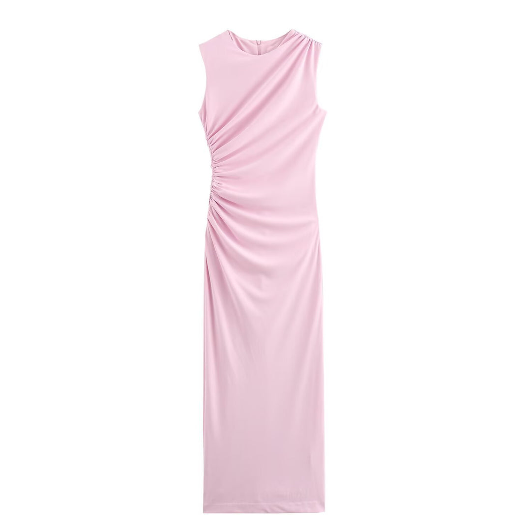 Dame elegant maxikjole med raffinerte draperinger Skjora