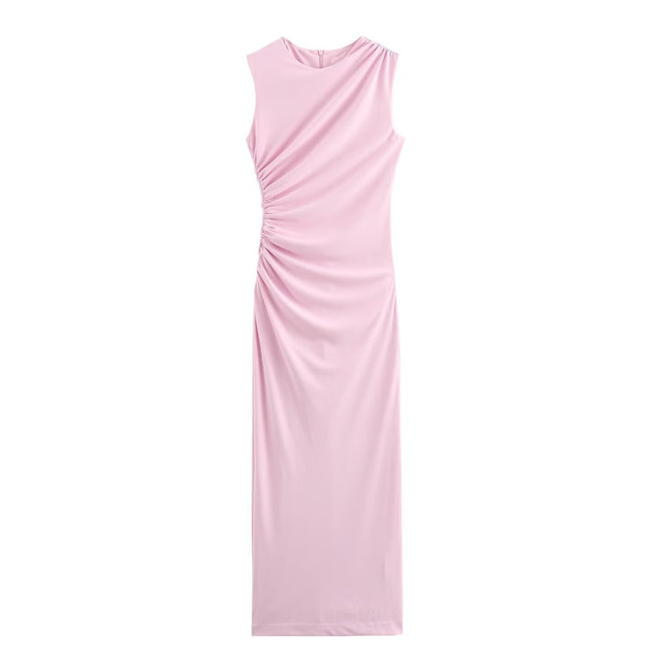 Dame elegant maxikjole med raffinerte draperinger Skjora