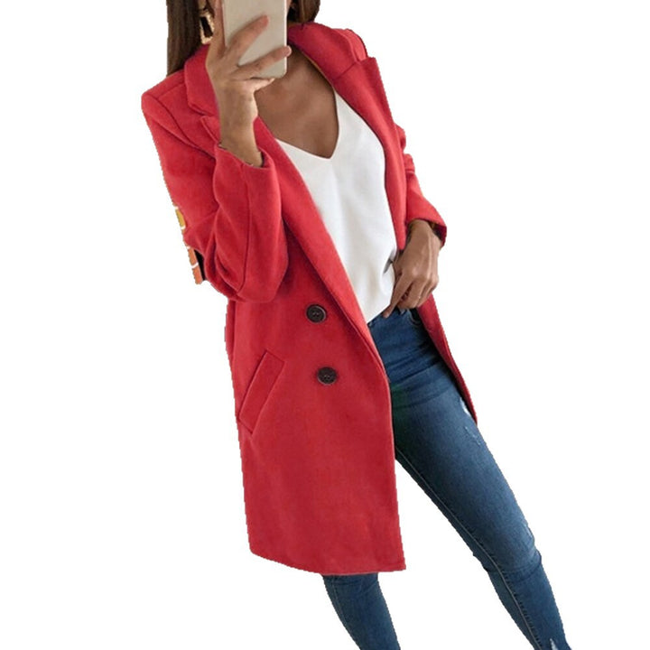Kjole elegant og varm lang blazer med dobbel knapplukking Skjora