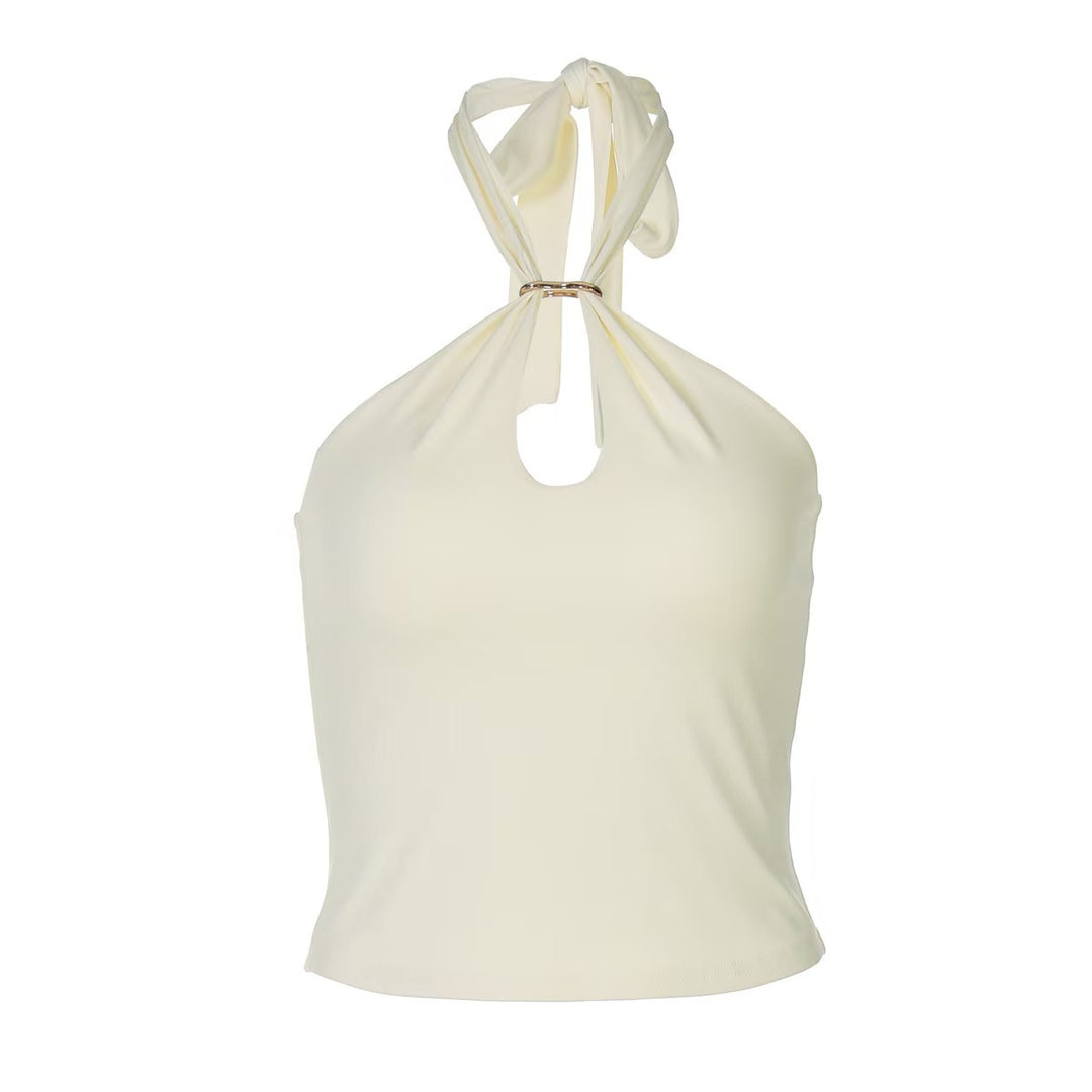 Dame Cropped Top med moderne utringing og sidelommer Skjora
