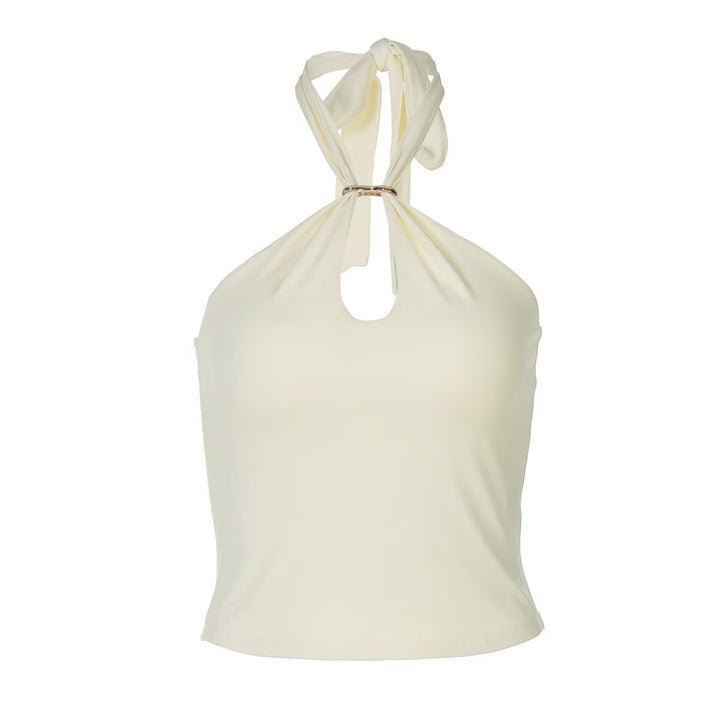 Dame Cropped Top med moderne utringing og sidelommer Skjora