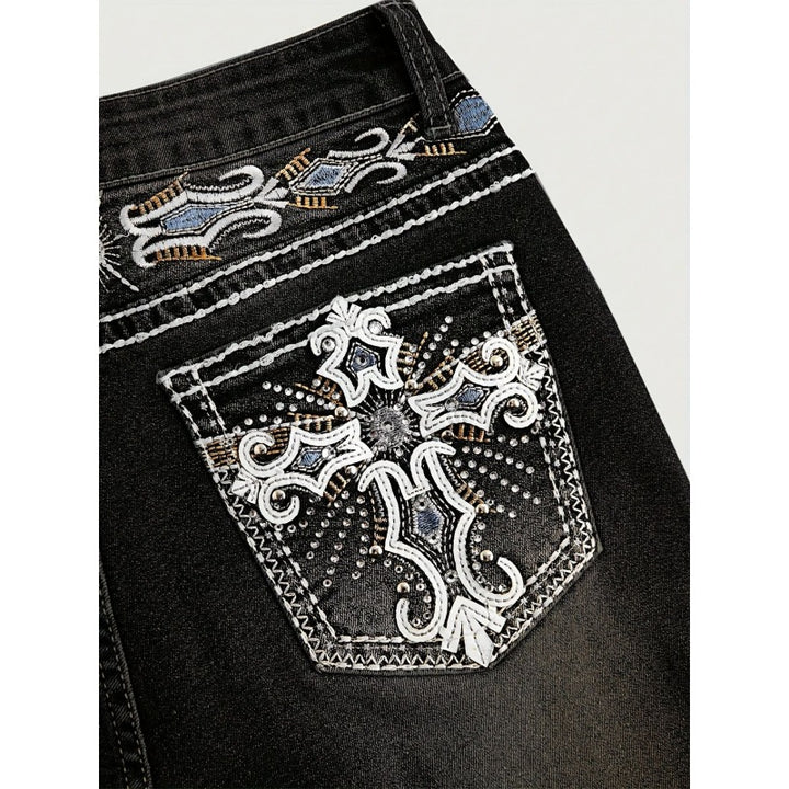 Dame Bootcut Jeans med kunstnerisk broderi Skjora