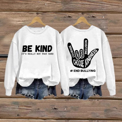 Dame sweatshirt med positiv melding og kreativ hånddesign Skjora