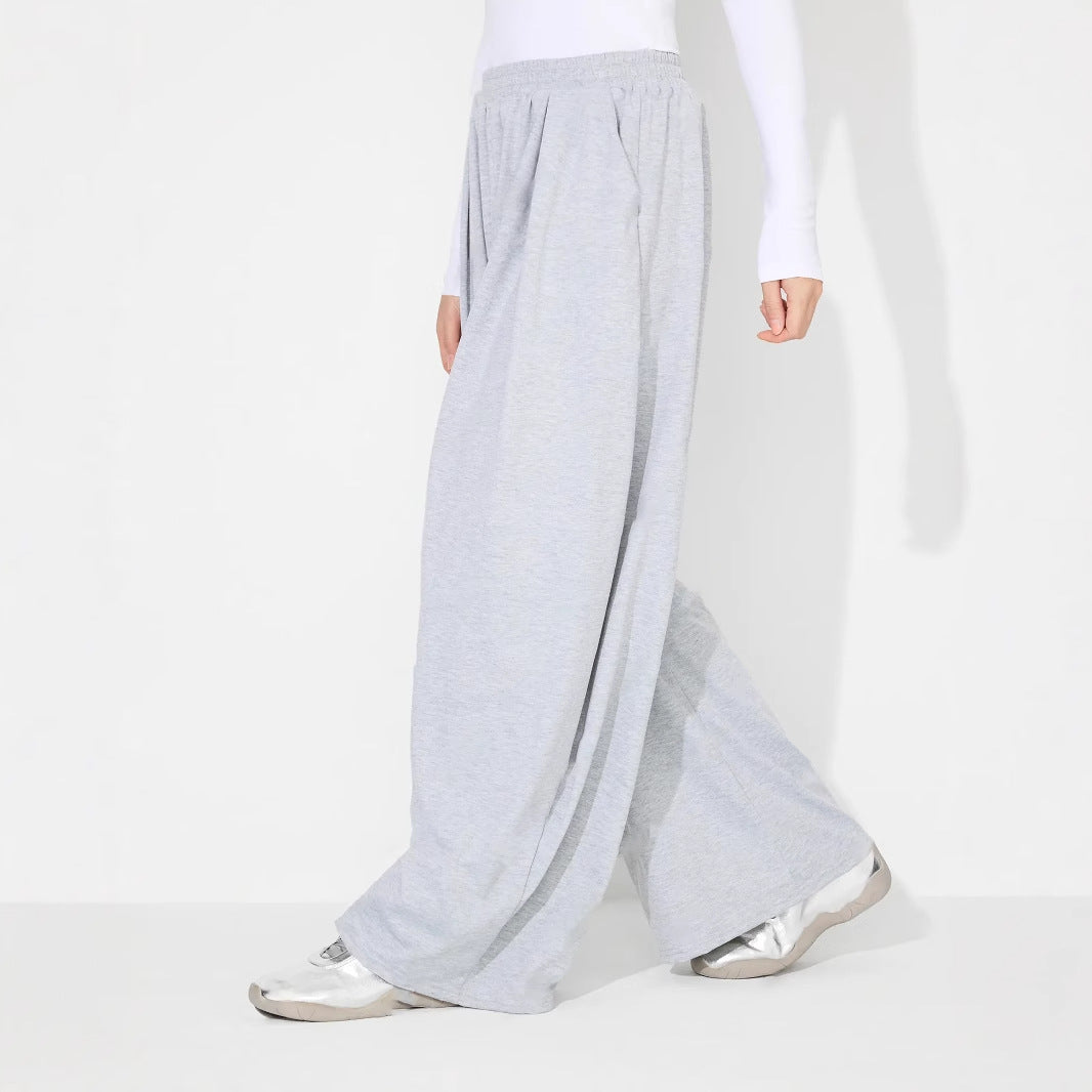 Dame brede Palazzo bukser med elastisk midjebånd og folder Skjora