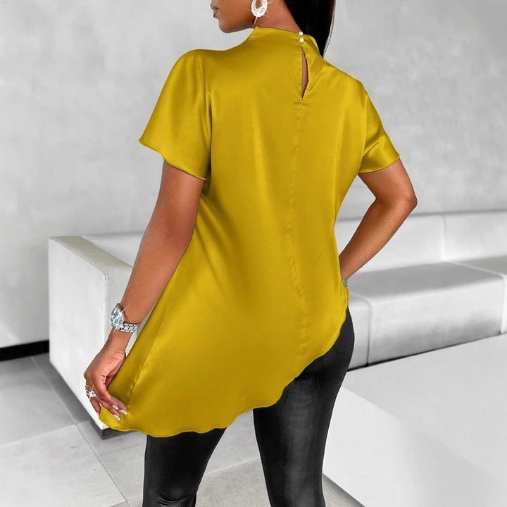 Dame satengor med asymmetrisk snitt og ståkrage Skjora