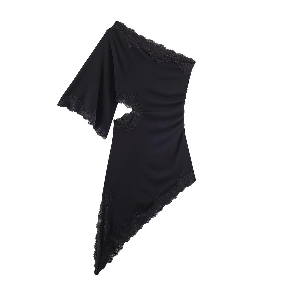 Damer asymmetrisk spiss-overdel med elegante volangdetaljer Skjora