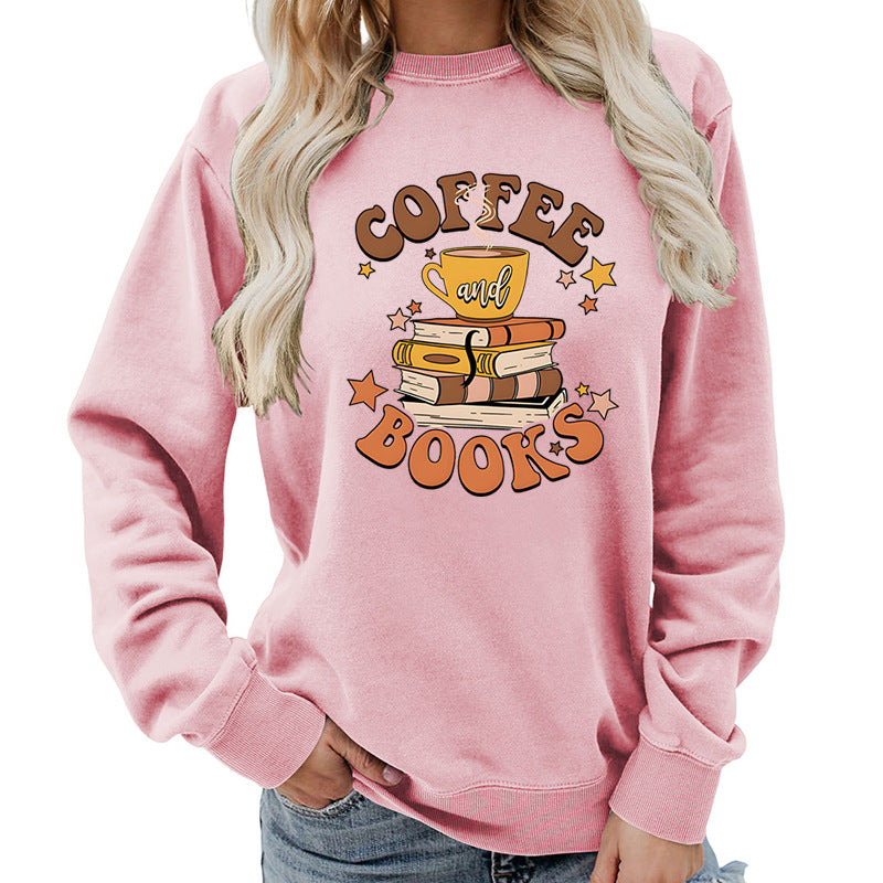 Dame sweatshirt med kreativ kaffebokdesign Skjora