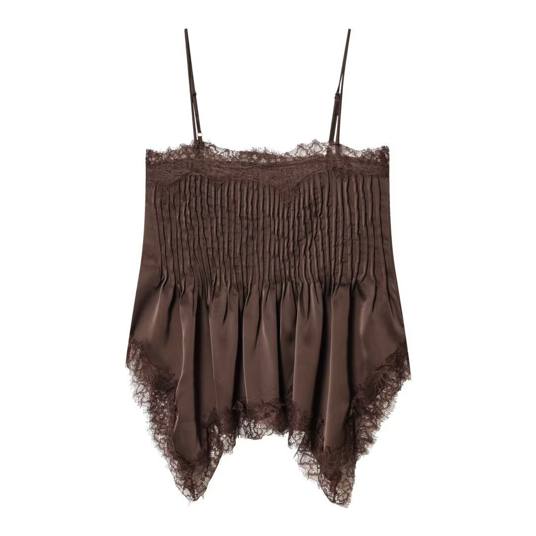 Dame blonde cami med elastisk detalj og flytende snitt Skjora