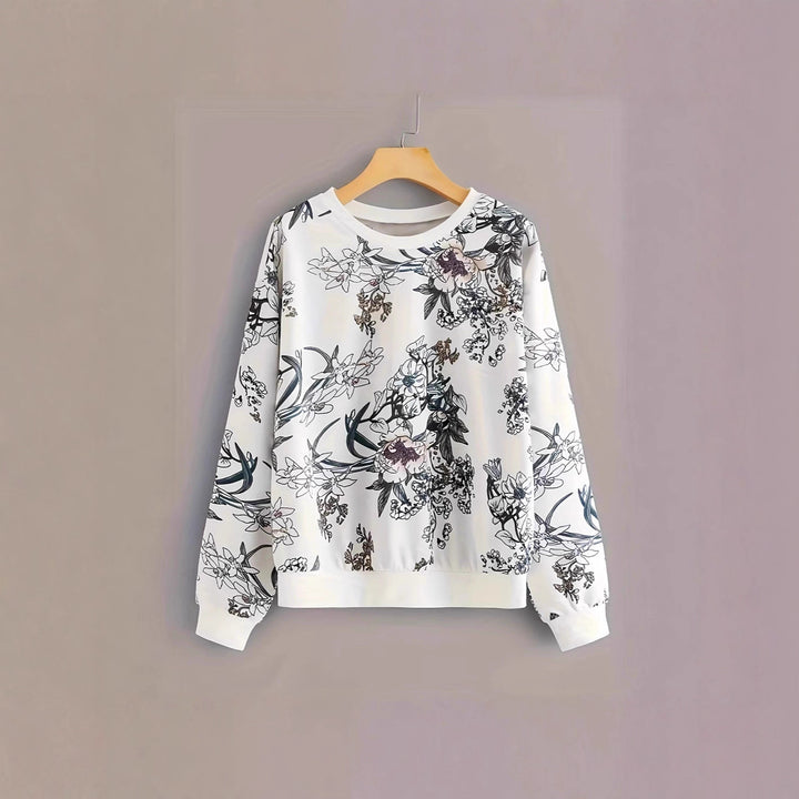 Dame sweatshirt med blomstermønster og avslappet passform Skjora