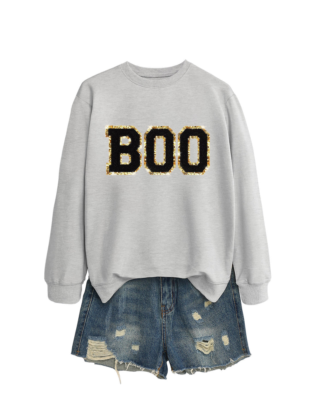 Damer sweatshirt med glitrende trykk Skjora