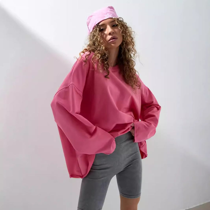 Dame casual oversized sweatshirt med droppede skuldre Skjora