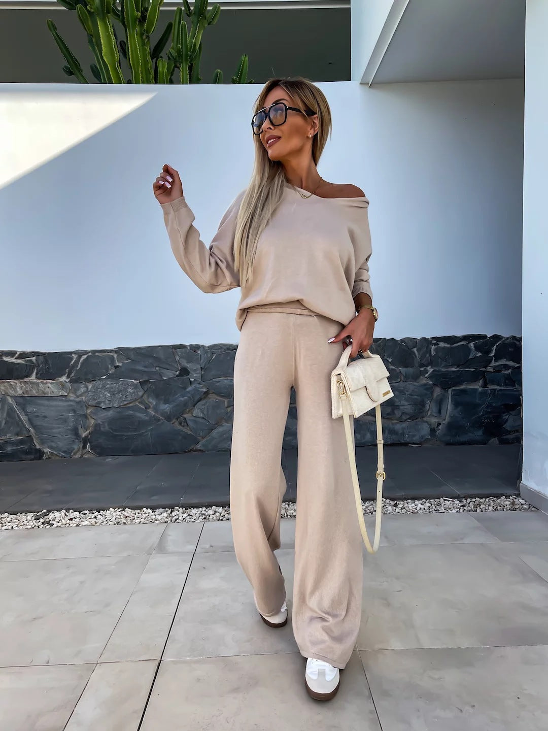 Kvinnes Fleece Lounge Wear Set med Løs Passform og Fritidsstil
