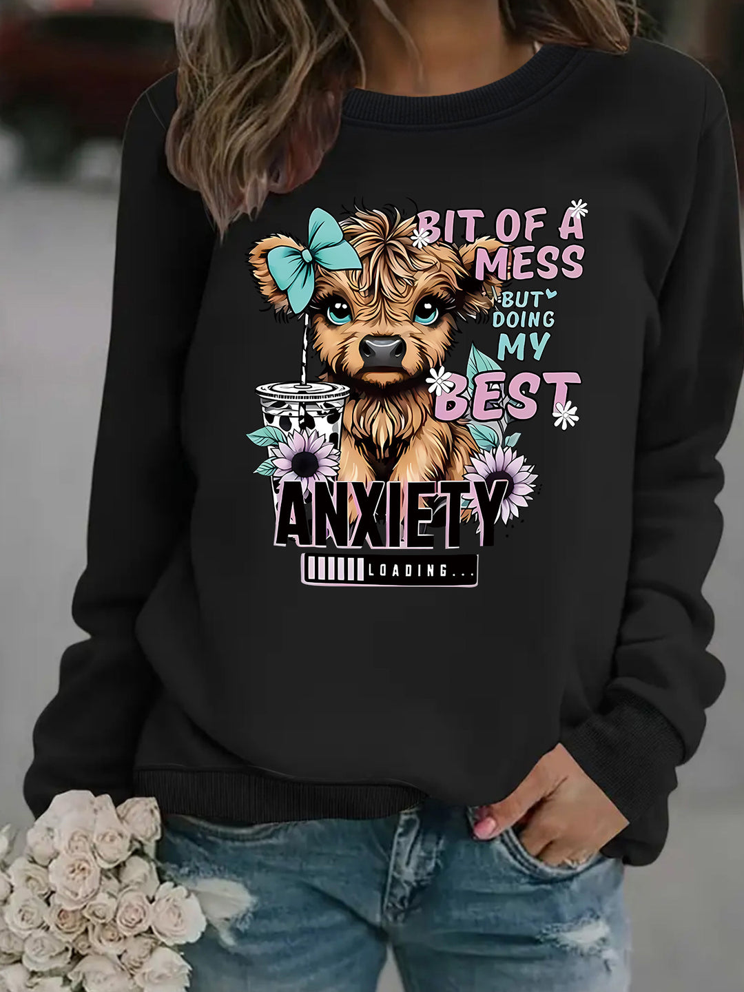 Kvinnegenser med kreativ hundedesign og inspirerende tekst Skjora
