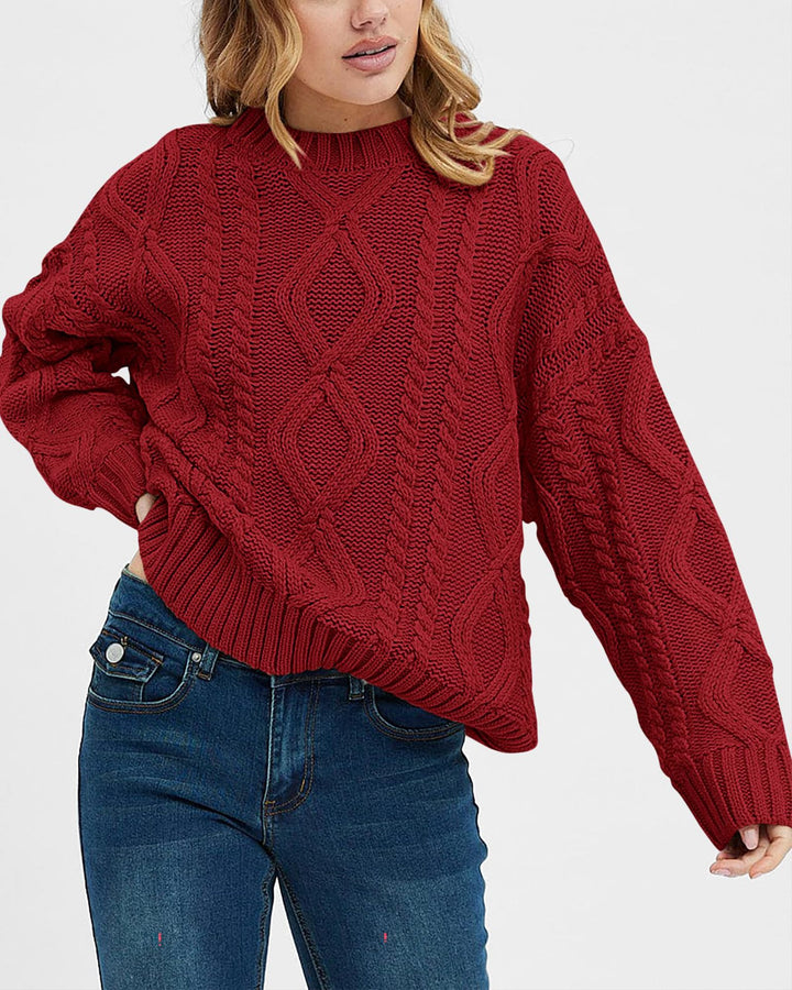 Kvinnes chunky strikket genser med kabeldesign Skjora