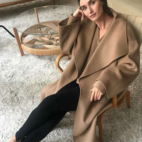 Damer Elegant Oversize-kåpe med åpen front Skjora