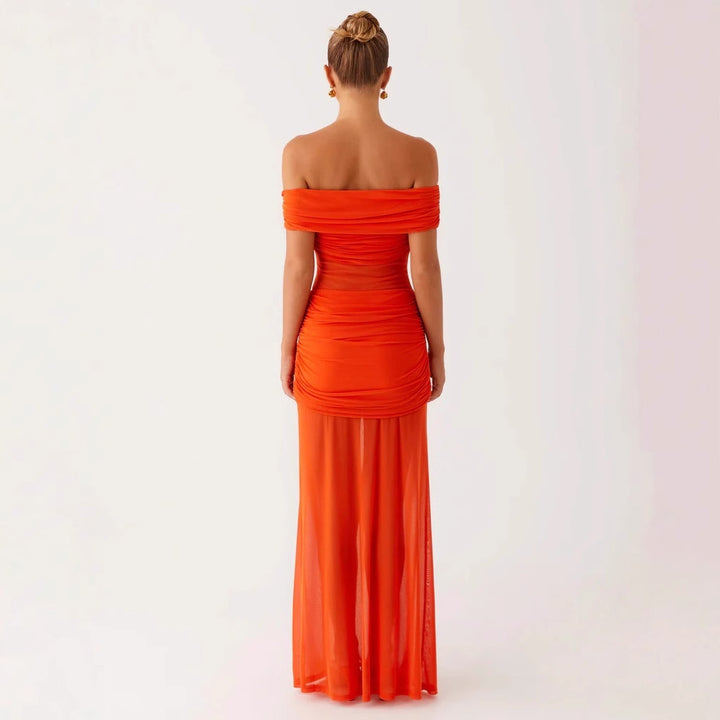 Damer Off-Shoulder Maxikjole med raffinerte draperinger Skjora