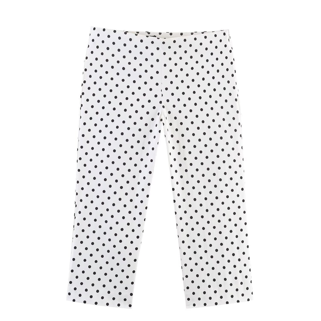 Dame leggings med moderne prikkedesign og elastisk linning Skjora
