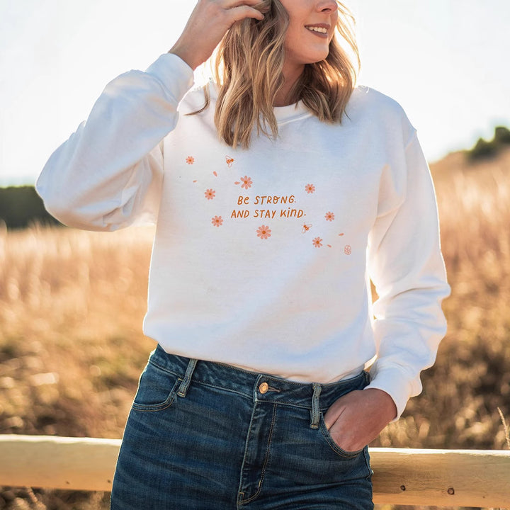 Kvinner sweatshirt med inspirerende budskap og blomsterdesign Skjora