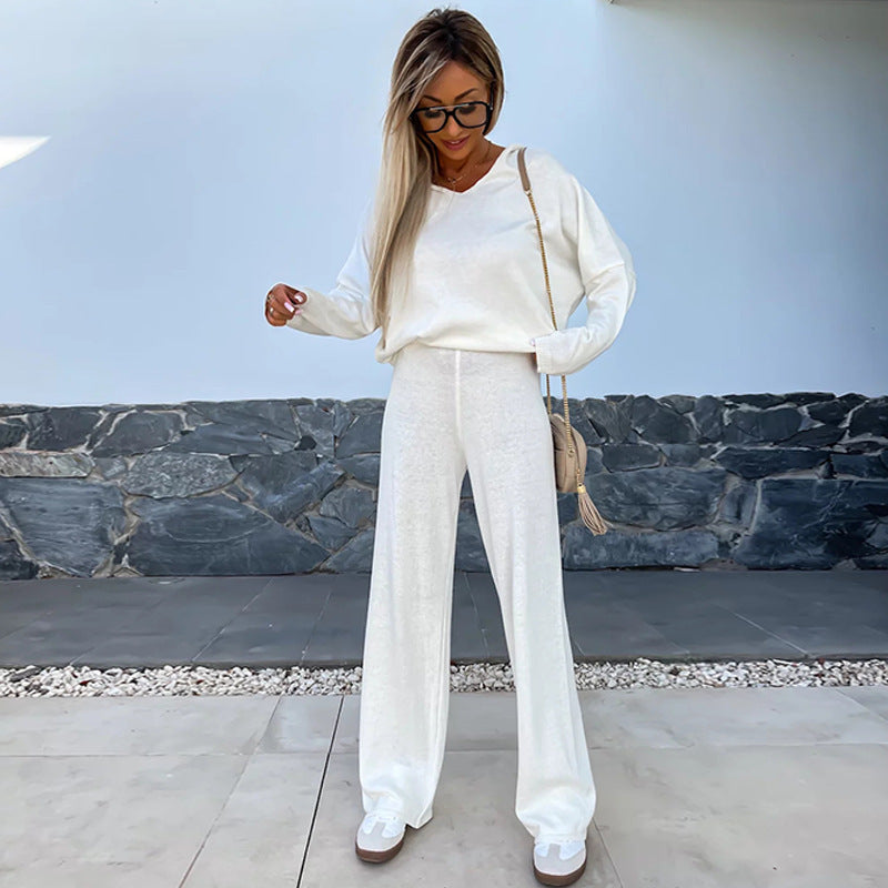 Kvinnes Fleece Lounge Wear Set med Løs Passform og Fritidsstil