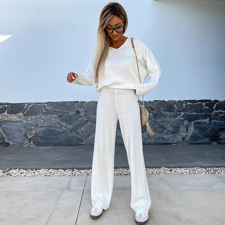 Kvinnes Fleece Lounge Wear Set med Løs Passform og Fritidsstil