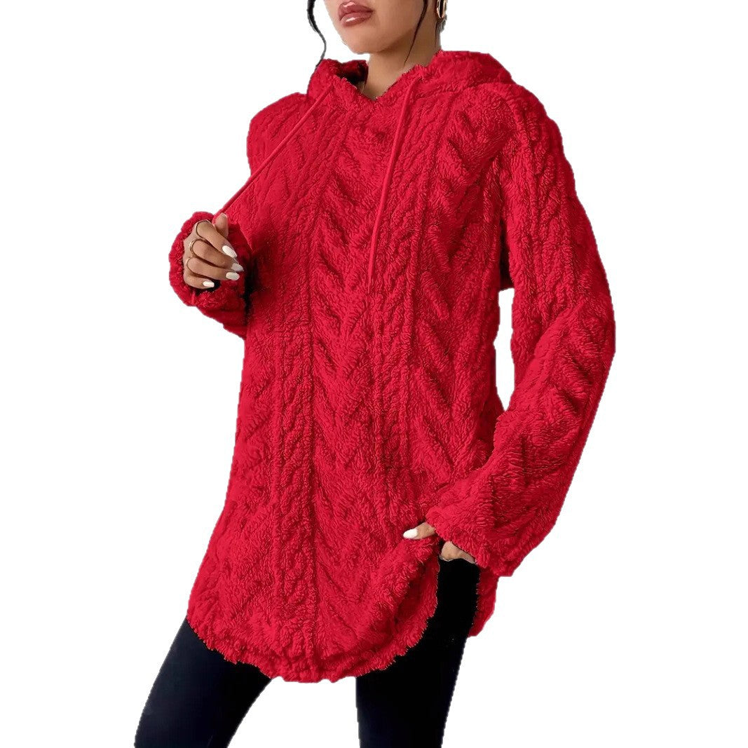 Kvinnenes koselige fleece hettegenserjakke med teksturert ribbedesign Skjora