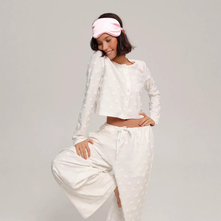 Damer avslappet lounge-drakt med dekorativ knappelukking og elastisk midjebånd Skjora