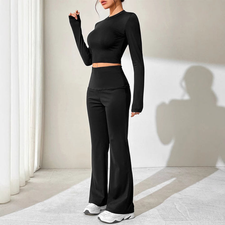 Dame Sporty sett med kombinert cut-out topp og vid bukseantrekk Skjora