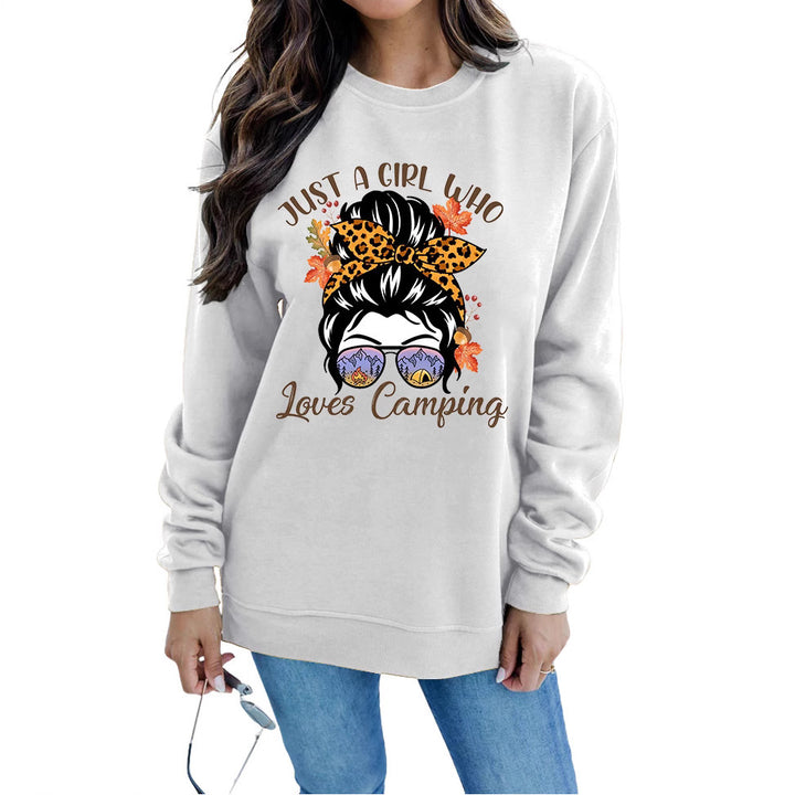 Kvinne sweatshirt med kunstnerisk campingmotiv Skjora