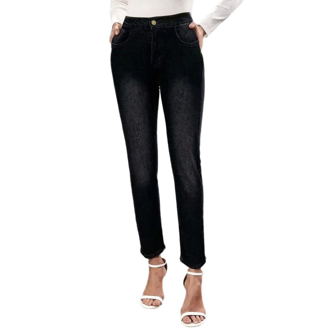 Dame Skinny Jeans i moderne Used-Look med høy midje og elastisk stretch Skjora